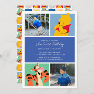 Pooh & Tigger Photo Collage Birthday Invitation