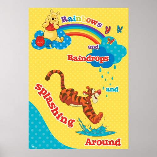 Pooh  Tigger  Rainbows and Raindrops Poster