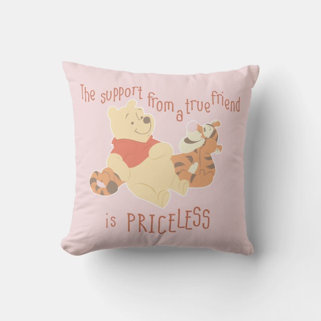 Pooh & Tigger | Support Quote Throw Pillow (Front)