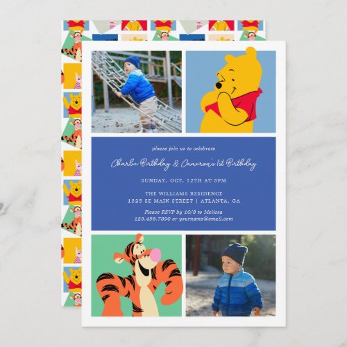Pooh  Tigger  Twin Boys Birthday Invitation