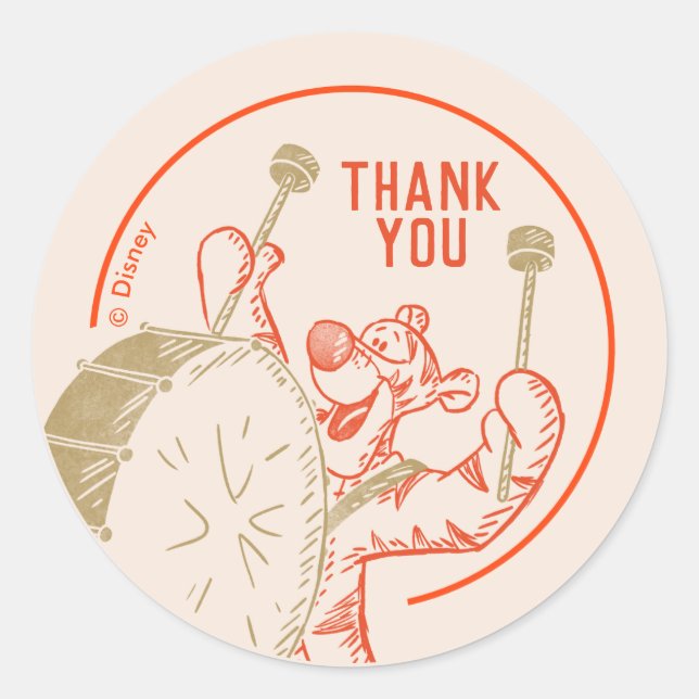 Pooh | Tigger Winter 1st Birthday Thank You Classic Round Sticker (Front)