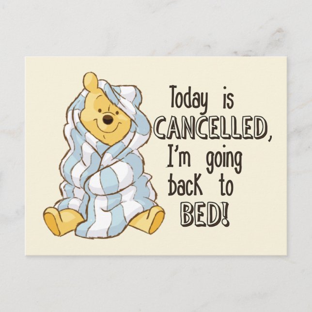 Pooh | Today is Cancelled Quote Postcard (Front)