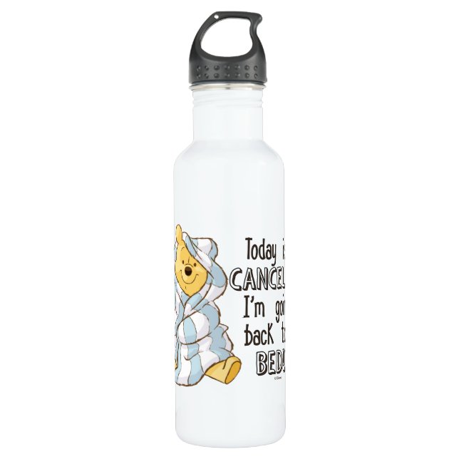 Pooh | Today is Cancelled Quote Water Bottle (Front)