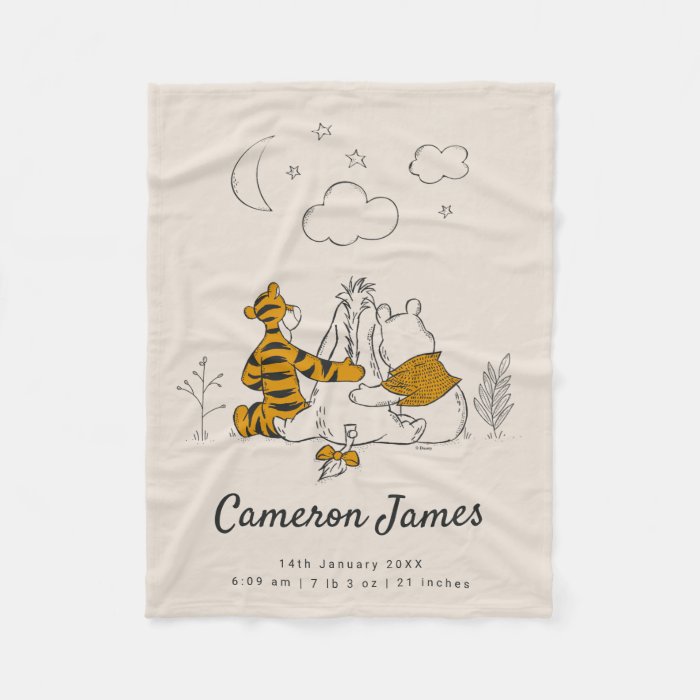 Pooh - Twinkle Twinkle Little Star | Birth Stats Fleece Blanket