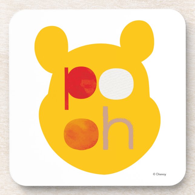 Pooh | Watercolor Big Head Beverage Coaster (Front)
