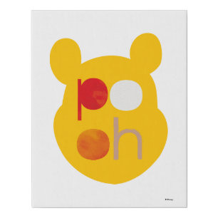 Pooh   Watercolor Big Head Faux Canvas Print