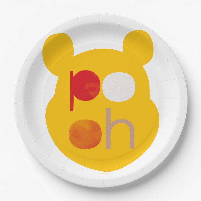 Pooh | Watercolor Big Head Paper Plates (Front)