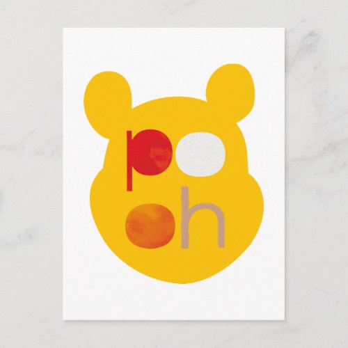 Pooh  Watercolor Big Head Postcard