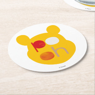 Pooh Watercolor Big Head Round Paper Coaster