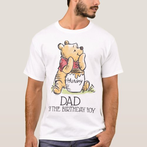 Pooh Watercolor First Birthday Dad T_Shirt