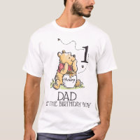 Pooh Watercolor First Birthday Dad T-Shirt