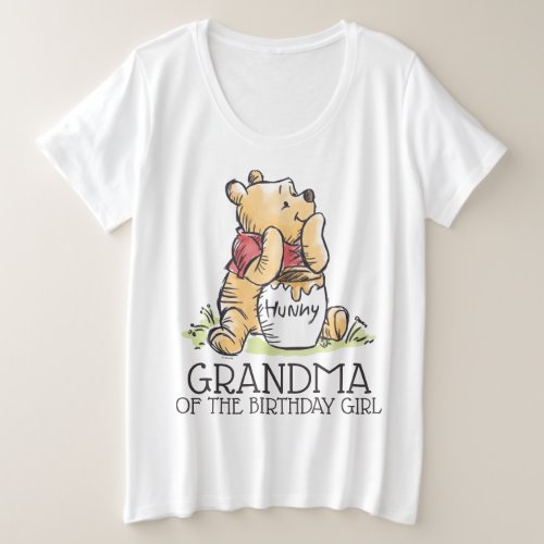 Pooh Watercolor First Birthday Grandma T_Shirt