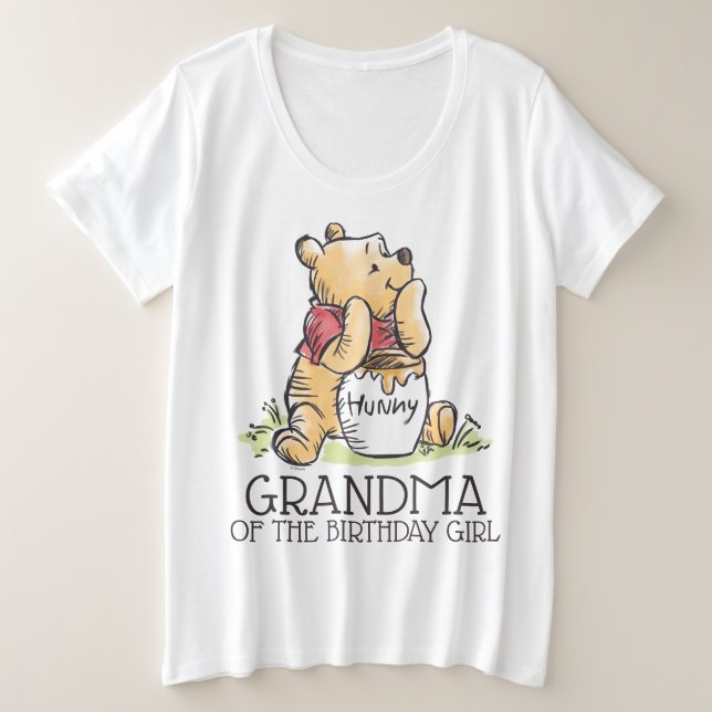 Pooh Watercolor First Birthday Grandma T-Shirt (Design Front)