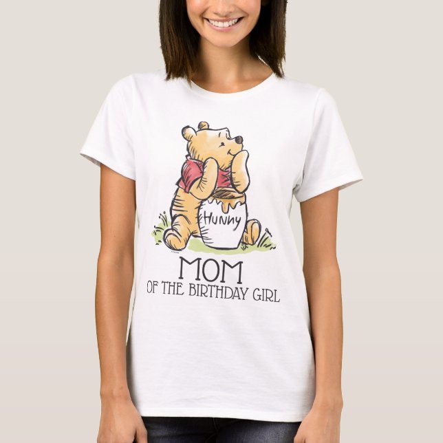 Pooh Watercolor First Birthday Mom T-Shirt (Front)