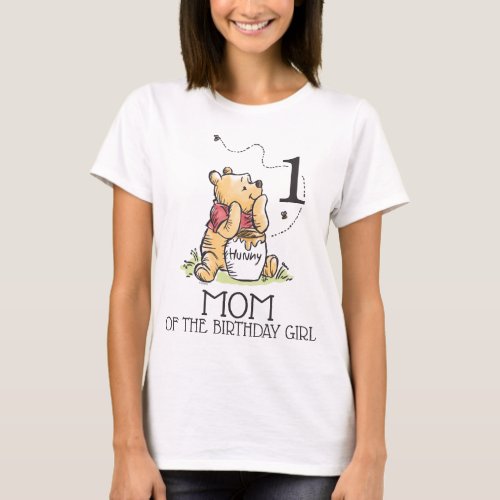 Pooh Watercolor First Birthday Mom T_Shirt