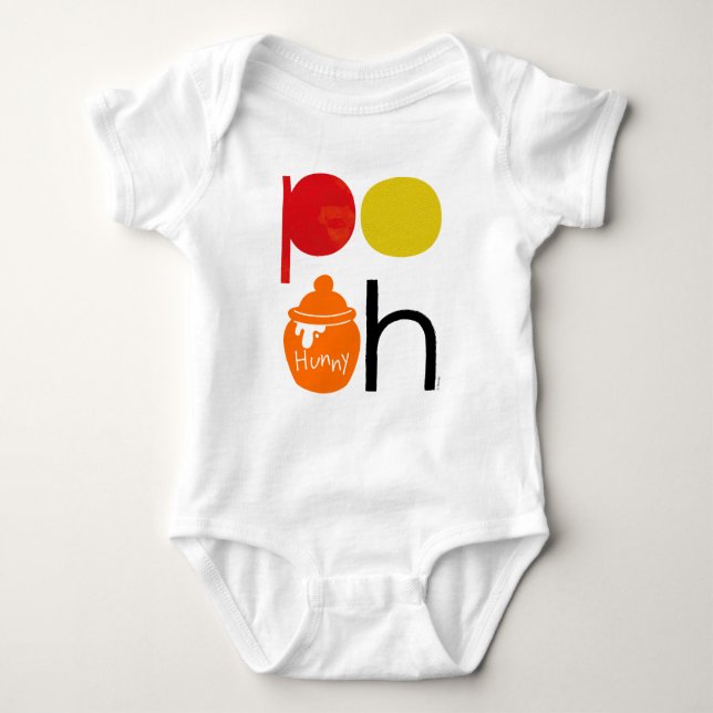 Pooh | Watercolor with Hunny Pot Baby Bodysuit (Front)