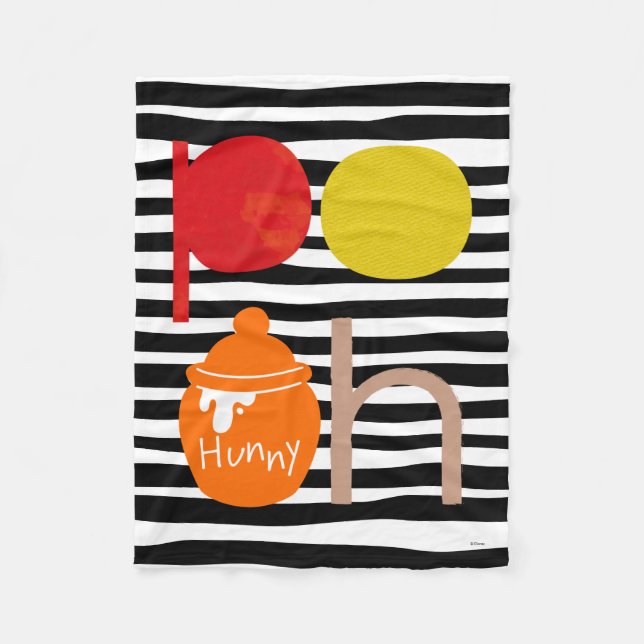 Pooh | Watercolor with Hunny Pot Fleece Blanket (Front)