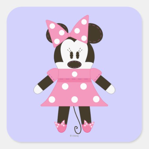 Pook_a_Looz Minnie  Pink Polka Dots Dress Square Sticker