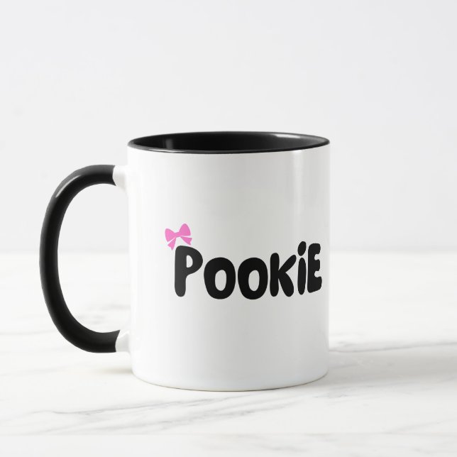 Pookie Mug with Cute Pink Ribbon – Adorable & Cozy (Left)