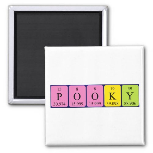 Pooky periodic table name magnet