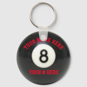 Pool 8 Ball Keychain Personalize YOUR NAME ID Tag