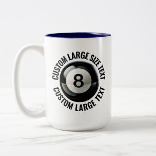 Pool 8 Ball & Large Text NAVY BLUE 15oz Custom Two-Tone Coffee Mug