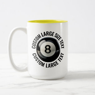 Pool 8 Ball & Large Text YELLOW 15oz Custom Two-Tone Coffee Mug