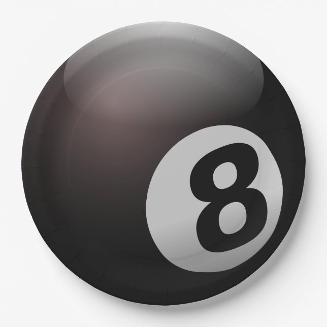 Pool 8-Ball Party Paper Plates (Front)