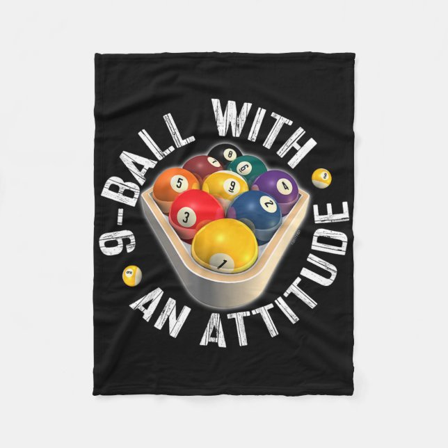 Pool 9 Ball With An Attitude Shirt  Fleece Blanket (Front)