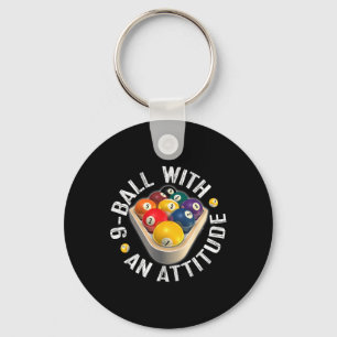Pool 9 Ball With An Attitude Shirt Keychain