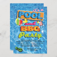 Pool and BBQ Party Invitations