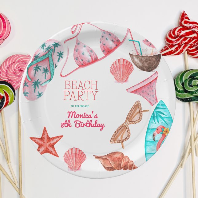pool and beach summer party birthday paper plates (Creator Uploaded)
