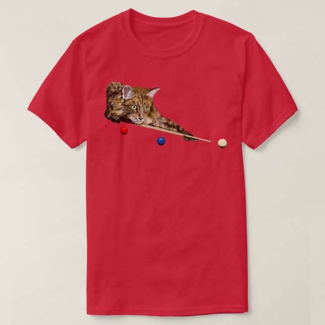 POOL AND SNOOKER CAT 8 BALL 9 BALL  CAT PLAYING  T-Shirt (Design Front)