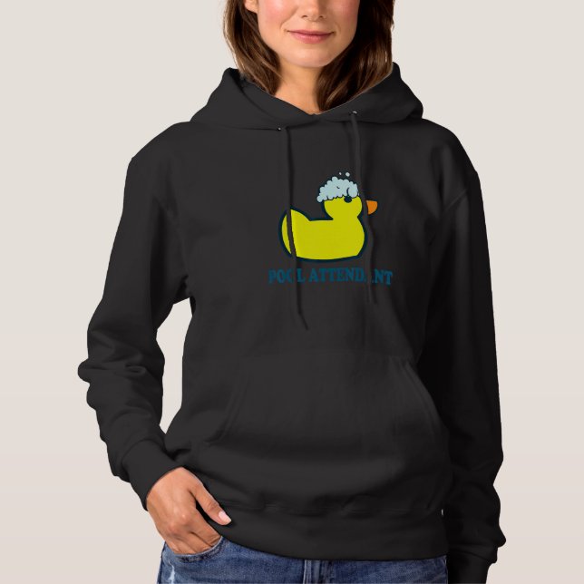 Pool Attendant I Rubber Duck Swimming Pool Yellow  Hoodie (Front)