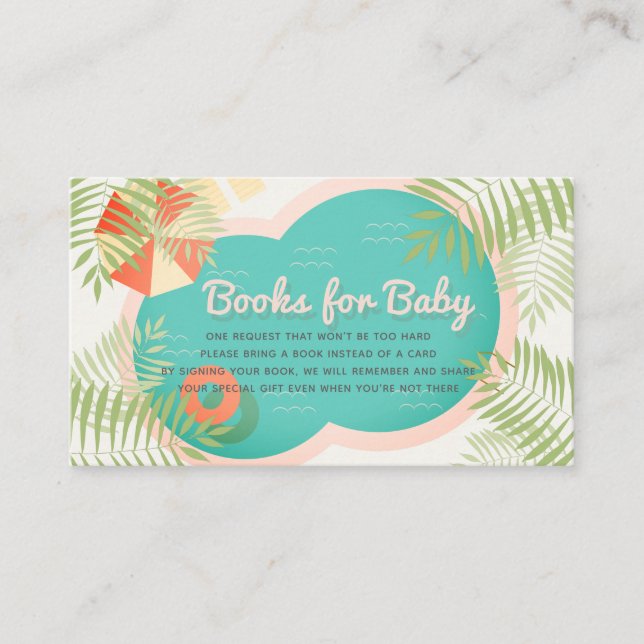 Pool Baby Shower Beige Book Request Enclosure Card (Front)
