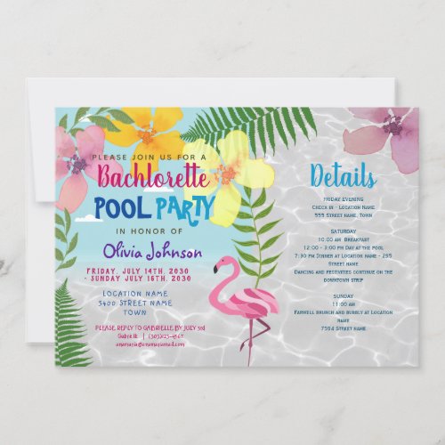 Pool Bachelorette Party Invitation