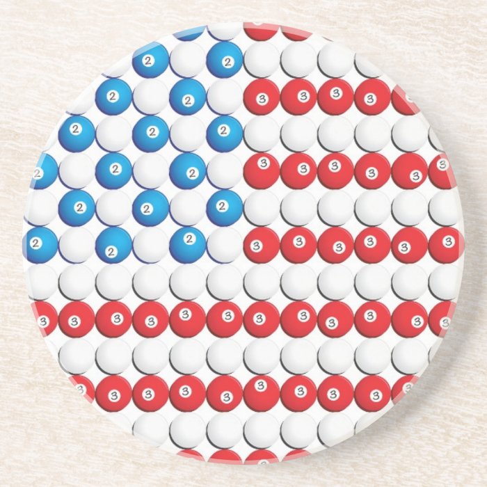 Pool Ball American Flag Drink Coasters