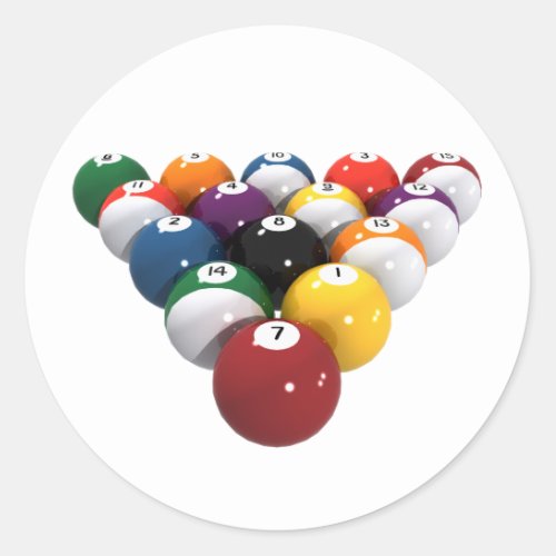 Pool Balls  Billiards 3D Model Classic Round Sticker