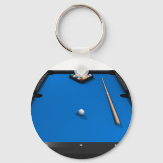 Pool Balls on Blue Felt Billiards Table: Keychain