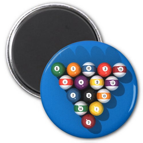 Pool Balls on Blue Felt Magnet