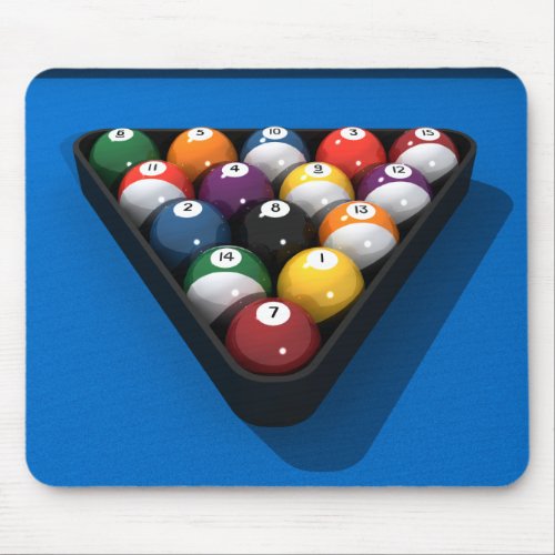 Pool Balls on Blue Felt Mouse Pad