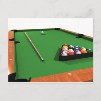 Pool Balls on Green Felt Billiards Table: Postcard