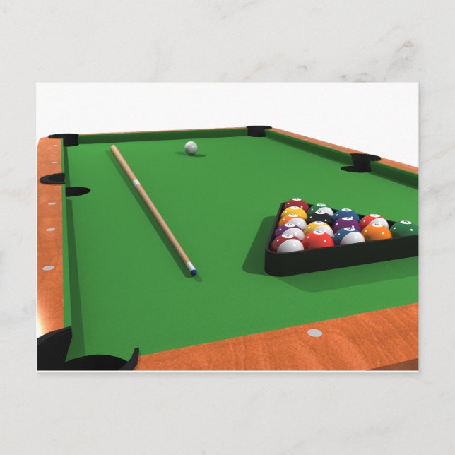 Pool Balls on Green Felt Billiards Table: Postcard (Front)
