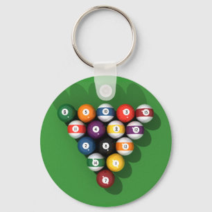 Pool Balls on Green Felt: Keychain