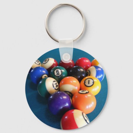 Pool Balls Racked On The Table Keychain
