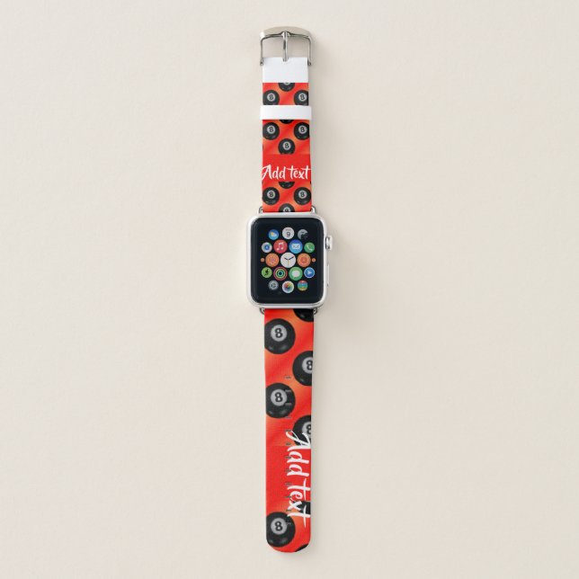 Pool balls red pattern apple watch band (Front)