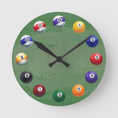 Pool Balls Round Clock