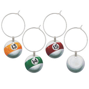 Pool Balls Wine Glass Charm
