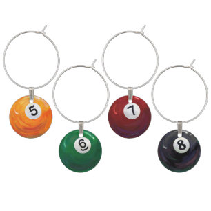 Pool Balls Wine Glass Charm