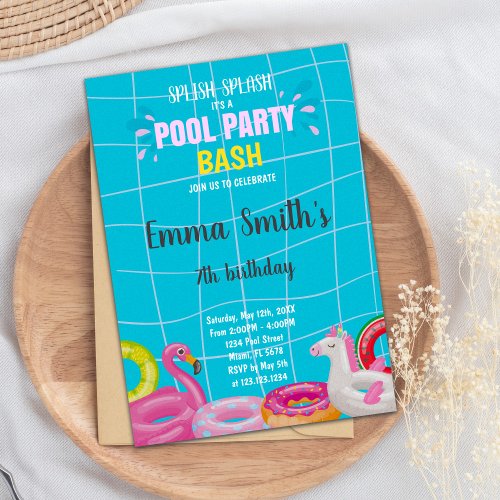 Pool Bash Birthday Invitations